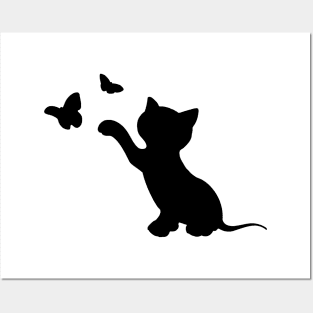 cat and butterfly Posters and Art